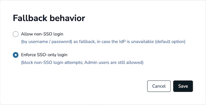 Enforce SSO-only login is selected.