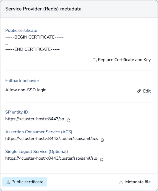 The service provider Redis metadata section.