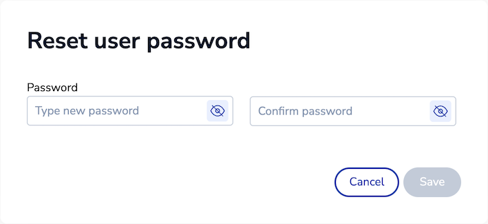 Reset user password dialog
