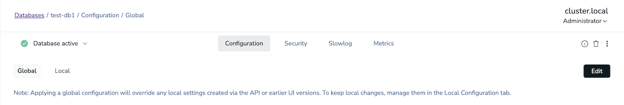 The global configuration tab is selected.