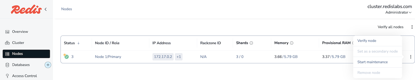 Click the more actions button for a node to access node actions.